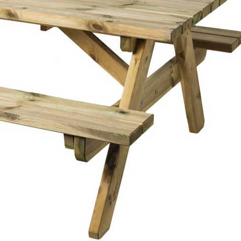 Bare Wooden Table - 8-Seater Round Picnic Bench
